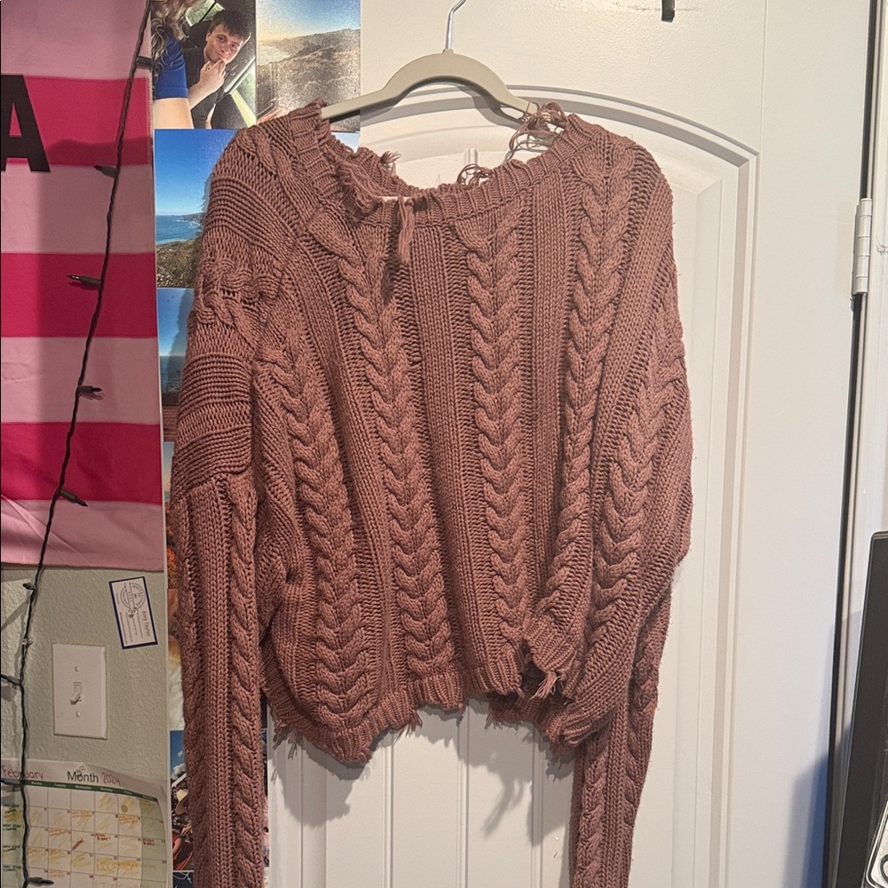 HYFVE Cable Knit Sweater in Mauve